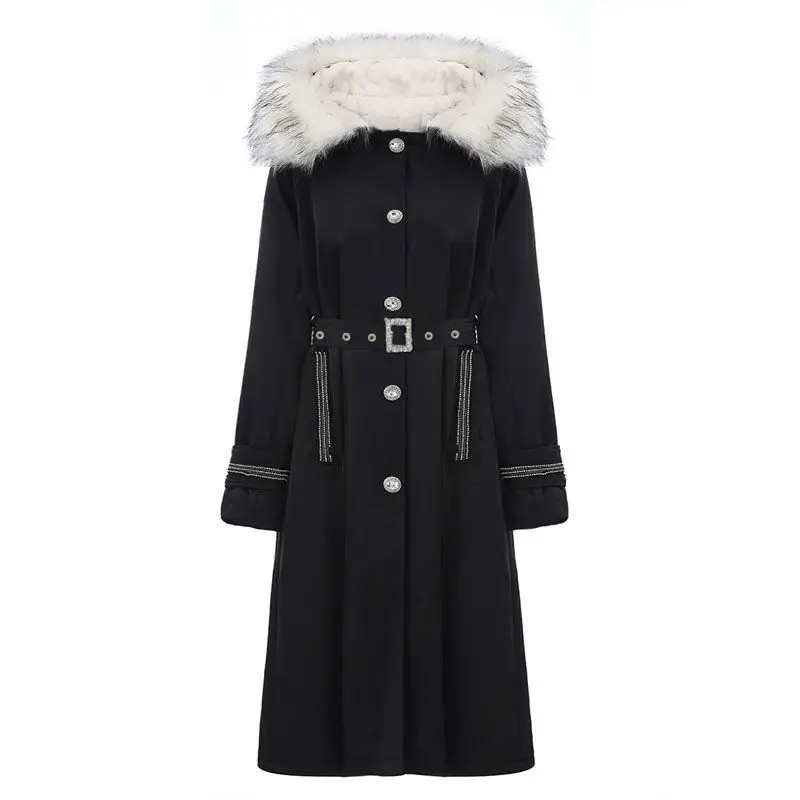 

Fleece Faux Rabbit Fur Coat Women 's Trendy Ins Winter 2020 New Coat Cotton -Padded Jacket Mid -Length Slim Quilted Coat