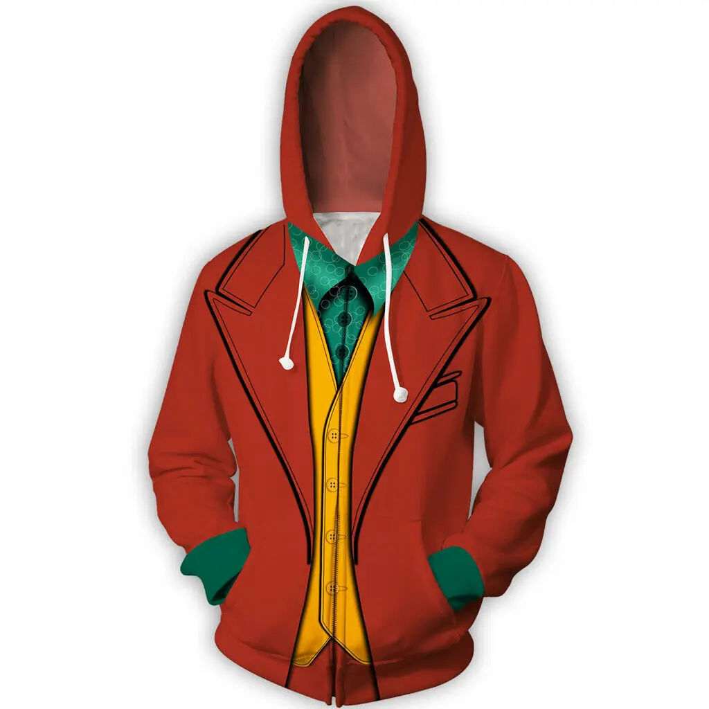 

Autumn Casual Fashion Men Women Halloween Party Joker Pullover Hoodie Sweatshirt Long Sleeve Print Hooded Coat Tops Clothes