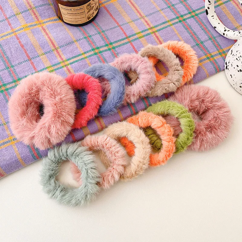 

New Scrunchie Winter Warm Hair Bands Scrunchie Soft Faux Fur Women Girls Elastic Hair Rope Rubber Band Headwear Hair Accessories