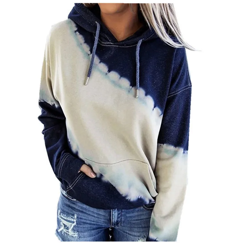 

Christmas Sweatshirt Loose Tie-dye Print Long Sleeves Harajuku Hoodie Women Fashion Casual Printing Designer Sweatshirt New