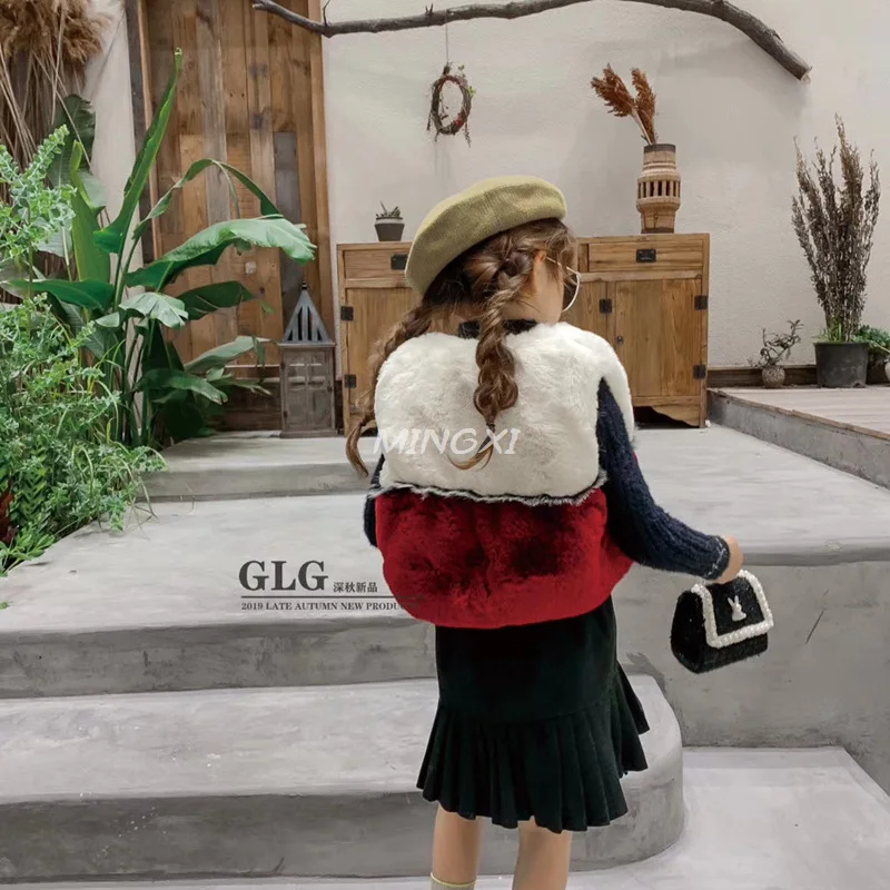 Детская одежда 2019 г. Осень-зима Новая меховая женская жилетка для девочек зимняя