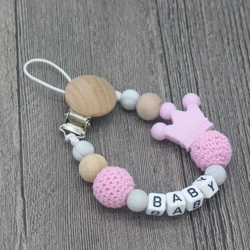 

Cute Baby Appease Pacifier Chains Handmade Silicone Anti-fall Clip Safe Teether 19QF