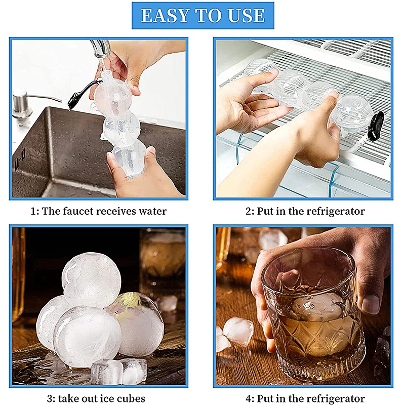 4 полости сферы виски мороженое мяч форма Круглый Желе Icecube Maker формы DIY Cocktai
