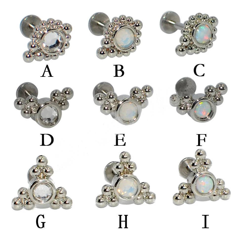 

4PCS G23 Titanium Labret Lip Bar Stud Opal CZ Steel Ear Tragus Cartilage Helix Earring Labret Rings Women Body Piercing Jewelry
