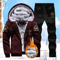 mens suits with pants autumn winter big sizes warm tracksuit sportswear mens running sweatsuit set 4xl jogger male hoodies coat