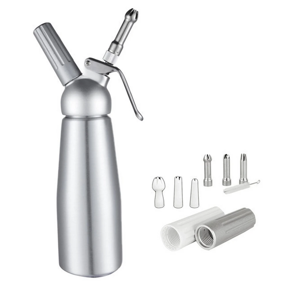 

500ml Cream Gun Aluminum Cream Foamer Stainless Steel Cream Enamel Vase Nitrogen Siphon Bottle Center Pieces Dessert Tray