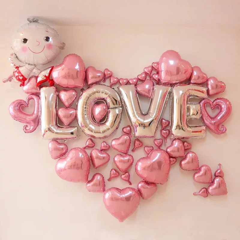 Сердце фольга Воздушные шары набор Письмо Любовь балоны свадебный фон DIY