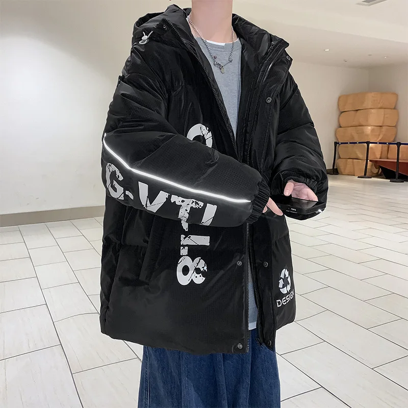 Casual Autumn Winter Hooded Cotton-Padded Jackets Thicken Men's Loose Bread Parkas Outwear Tops Warm Coats Windbreaker Clothing