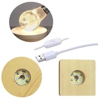 2 шт. деревянный светодиодный светильник, 3D кристаллы, стеклянная смола, художественный дисплей, база, украшения ручной работы, подставка для ночной лампы