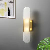 Spanish Natural Marble Wall Lamp Nordic Simple Gold / Black Living Room Bedroom Aisle Stairs Copper Wall Sconce Surface Mount