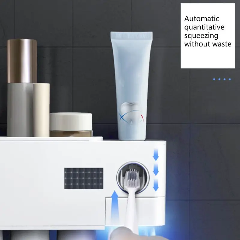 

Bathroom Wall-mounted Toothbrush Holder Space Saving Toothpaste Dispenser