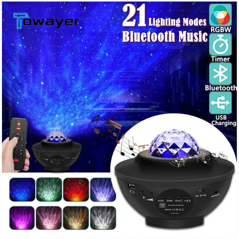 

Светодиодный ночник со звездами и галактикой, проектор океанских волн, комнатный декор, вращающееся звездное небо, порторы, Luminaria, декоратив...