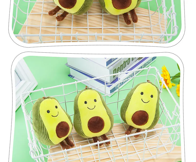 Милый короткий плюшевый вельвет авокадо мягкий хлопок Kawaii брелок в виде кукол для девочек детский маленький кулон подарок игрушки для резервного копирования 14 см