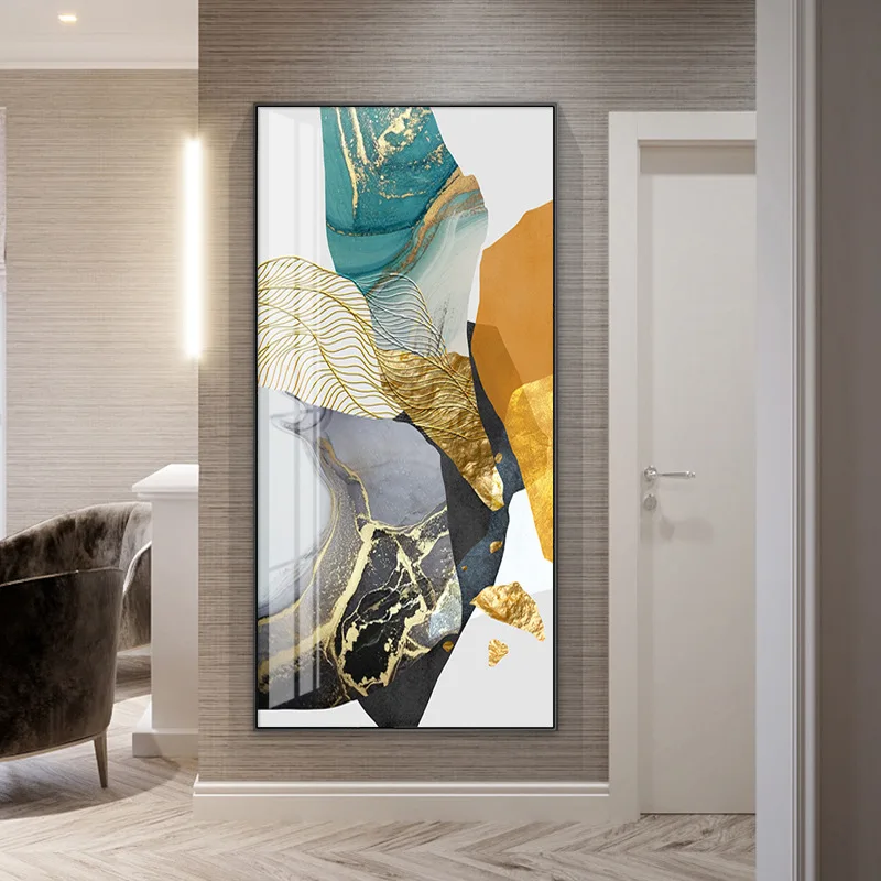 Cuadro de pintura de vena dorada abstracta, p&oacute;ster grande de impresi&oacute;n HD, arte de pared para sala de estar, pasillo de entrada, cuadros, decoraci&oacute;n de sal&oacute;n-1