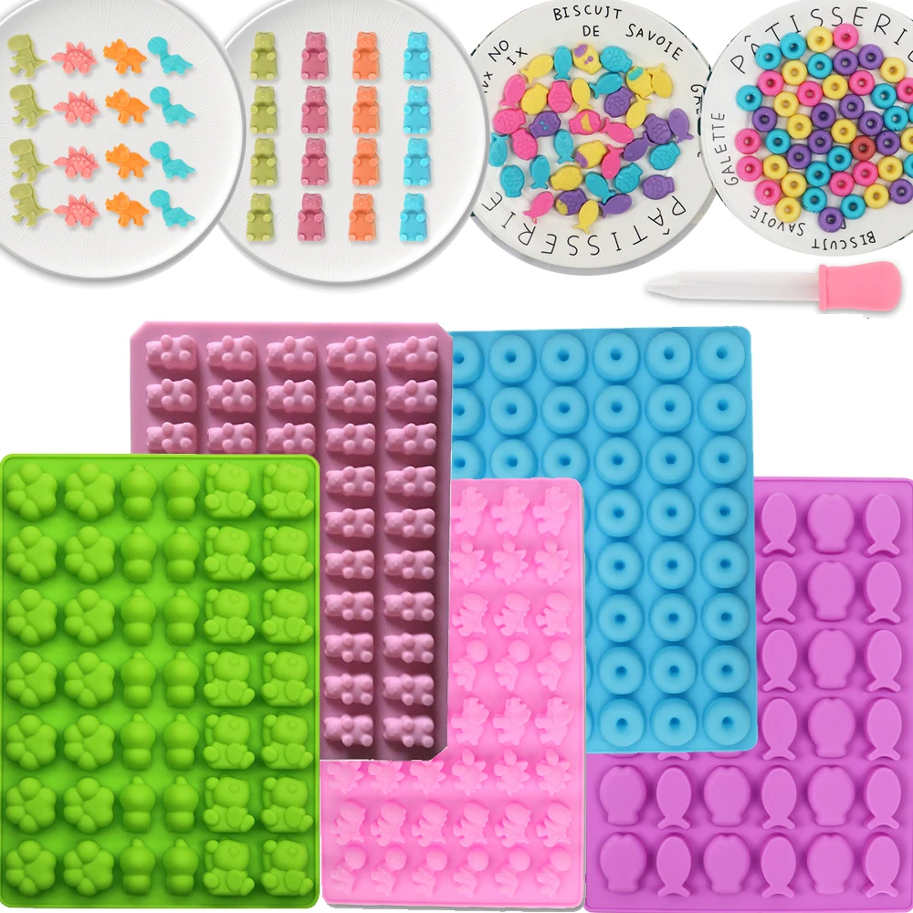 Силиконовые формы в виде медведя Пончика конфет шоколада динозавра сахара