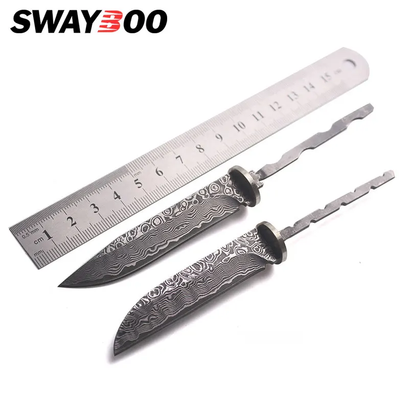 Swayboo Дамасская сталь прямой нож с фиксированным лезвием diy полуготовый ручной
