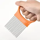 Нержавеющаясталь резчик лука вилка для лука фрукты овощи Slicer Резак для томатов Ножи резки безопасно держатель для помощи Кухня инструменты