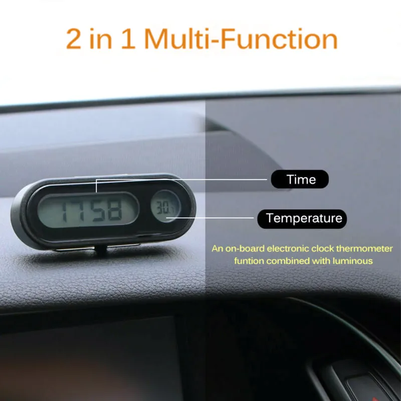 Car Digital LCD Clock &amp Temperature Display Auto Dashboard Clocks Backlight Electronic Screen with Battery | Дом и сад