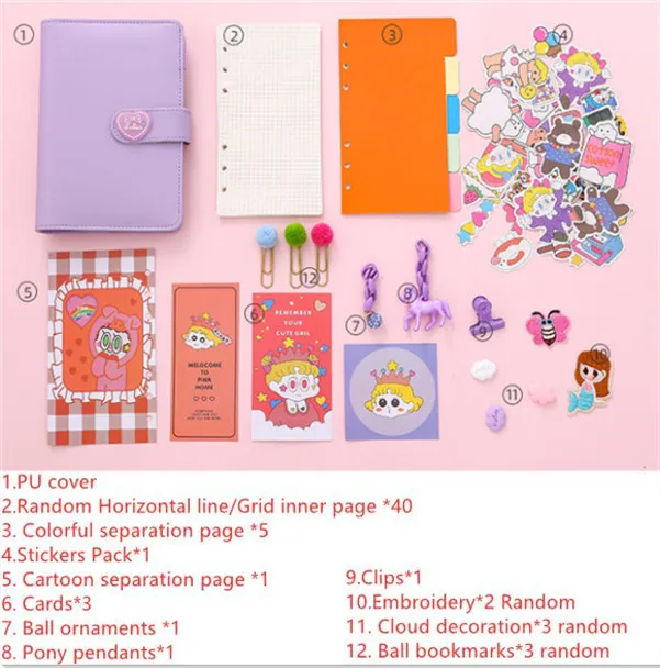 18 шт./компл. Kawaii Единорог ежедневнике Розовый ПВХ прозрачный Тетрадь Kawaii Наклейки на ручку Подарочная коробка для девочек дневник - Цвет: Purple 12 pcs 1set