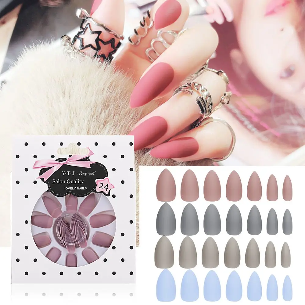 

Nail Tips ABS Artificial Pure Colour Sharp Matte False Nail Fake Nails Fake Sticker Stiletto Coffin