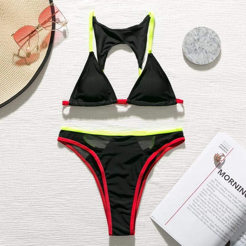 Бикини с высокой талией In-X 2019 сетчатый сексуальный купальник женский спортивный