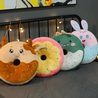 3545cm kawaii cartoon animal dino bunny unicorn cute donut shaped seat cushion plush pillow with zipper for kids grown ups