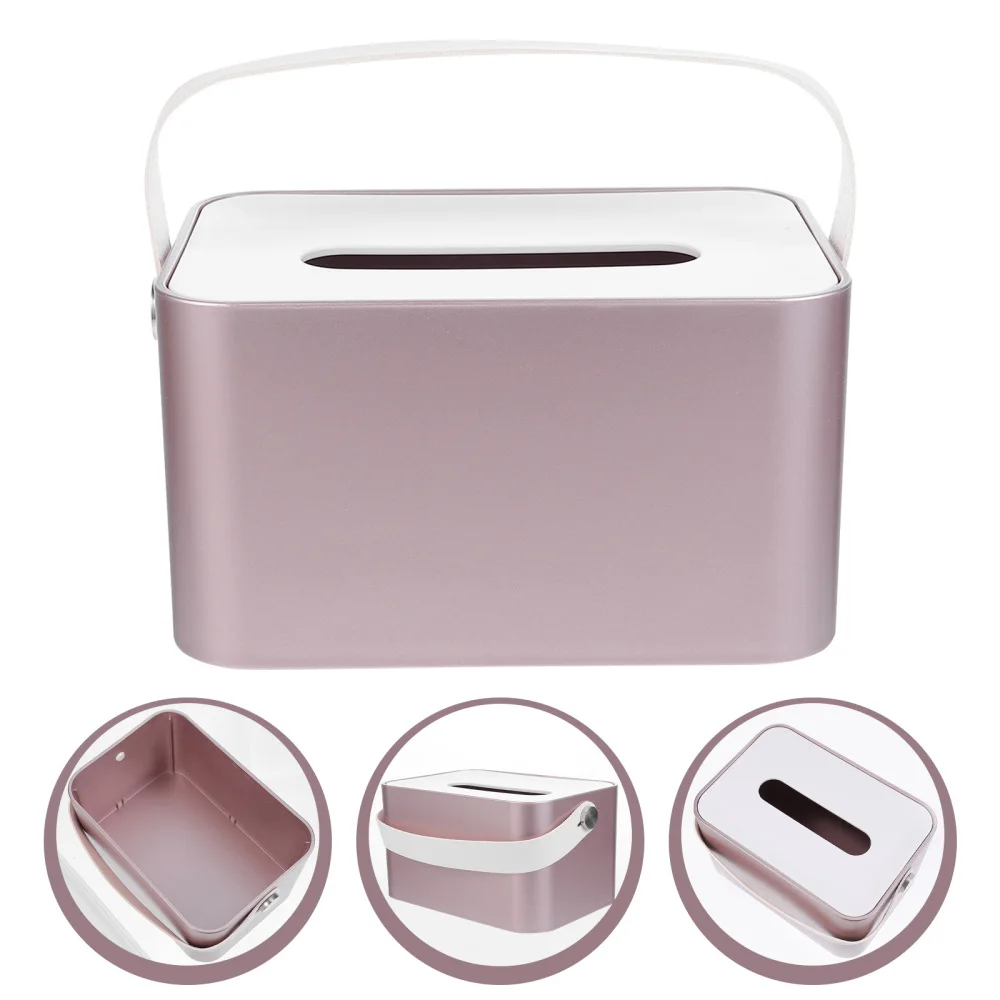 

1pc Exquisite Tissue Storage Box Handle Tissue Box Desktop Tissue Dispenser