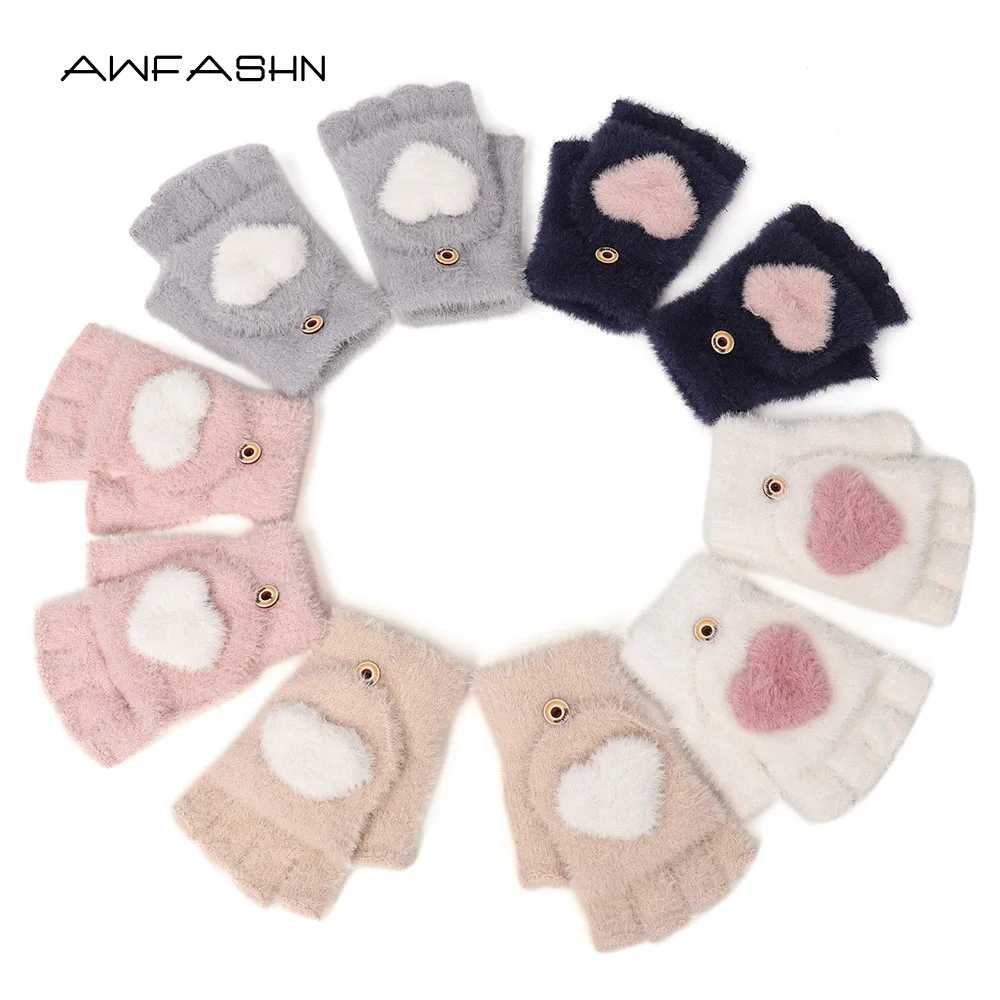 Женские перчатки зимние высококачественные хлопковые теплые с пуговицами