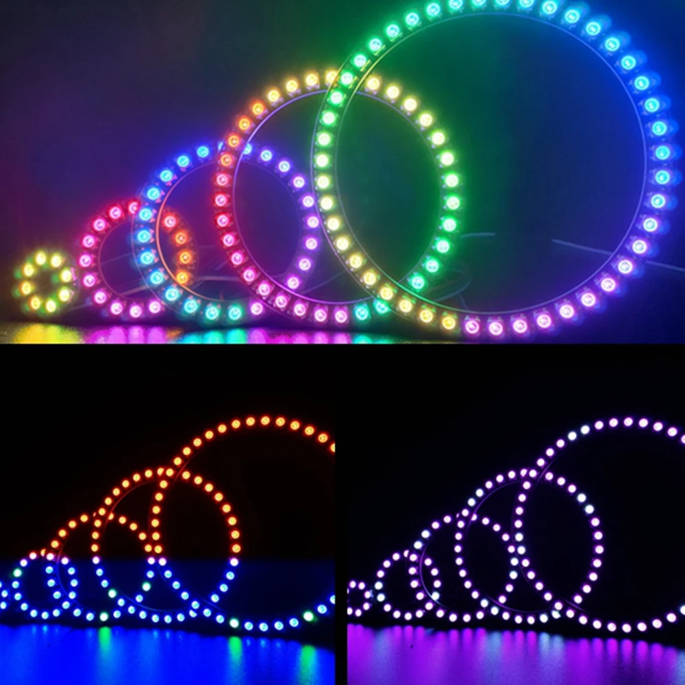 

WS2812B 8/16/24/35/45LEDs Pixel Ring SP110E Controller USB Kit RGB Ring Individul AddressabIe WS2812 IC BuiIt-in Lights DC5V