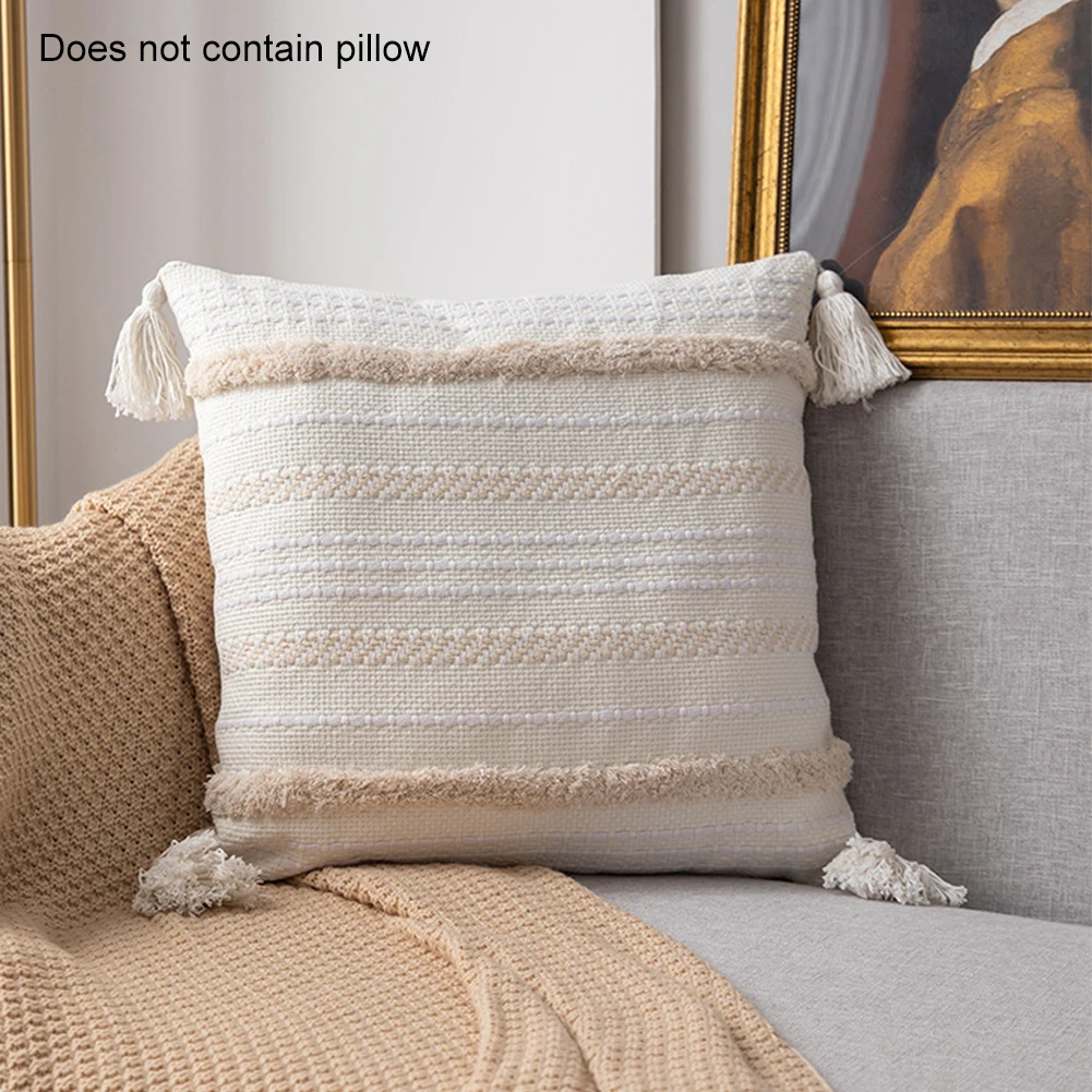 

Square Living Room Bedding Zipper Closure Durable Hotel Homestay Soft Washable Home Decor Throw Pillow Cover Bedroom With Tassel
