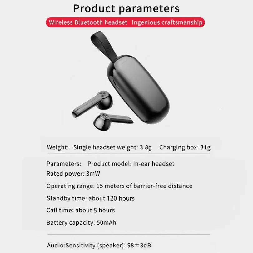 

TWS Wireless Bluetooth Touch Control Earphone Sports Mini Earphone Noise Reduction HiFi HD Call Waterproof Headset