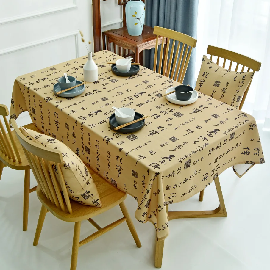 

Chinese Style Simple and Modern Tablecloth Fabric, Chinese Characters, Calligraphy and Painting Waterproof