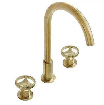Basin Faucet Brushed golden color split Double handle bathroom washbasin three-hole faucet Hot and Cold water ZFL9999 | Обустройство