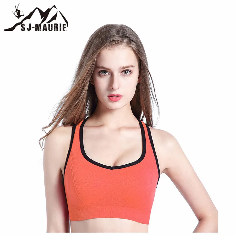 Спортивный бюстгальтер для фитнеса, бега, занятий спортом Топ-бра Feminino Esportivo Yoga Мягкий беспроводной жилет Sportowy Biustonosz 6 цветов - Цвет: Оранжевый