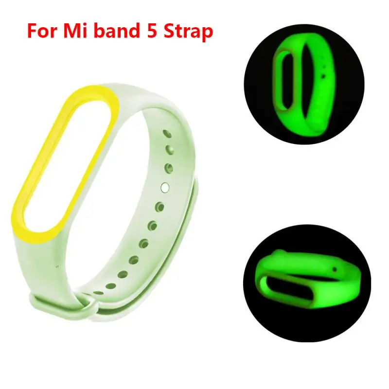 Светящийся ремешок на запястье для Xiaomi Mi Band 5 двухцветный флуоресцентный сменный