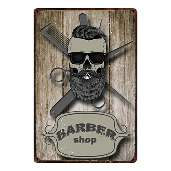 

Shaves Cuts Barber Shop Metal Sign Tin Poster Wall Art Painting