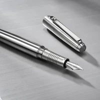 hongdian full steel fountain pen ef f bent nib srew cap 0 5mm0 4mm nib fountain pen pens school office practice supplies gift