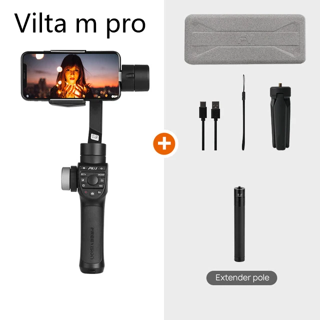 M pro w pole Обратитесь в службу поддержки по купонам Freevision Vilta M Pro Vilta-m 3-осевой Карманный шарнирный стабилизатор для смартфона стабилизатор для iPhone samsung GoPro Экшн камеры vs гладкой 4 Осмо 2 - Цвет: M pro w pole