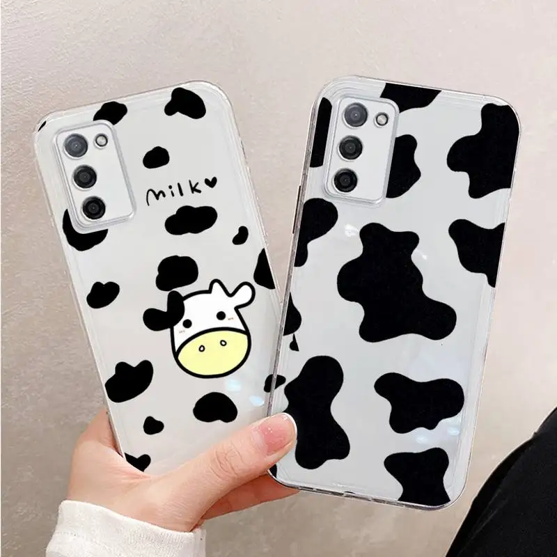 

Cow Milk Black White Phone Case Transparent For oppo R17 R15 R11 R9 F11 A32 A39 K7 K5 S X PRO PLUS moible bag