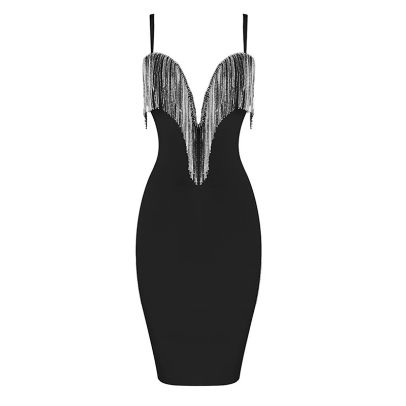 

Spaghetti Strap Mini Bandage Dress Women 2021 New Sexy Beading Women Bandage Party Dress Club Celebrity Elegant Bodycon Dress