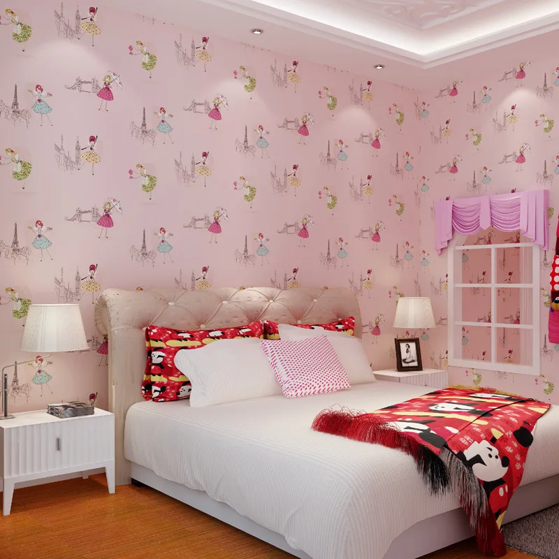 

wellyu Home decoration cartoon ballet pattern wallpaper blue pink yellow purple wallpaper boy girl warm kids room wallpaper