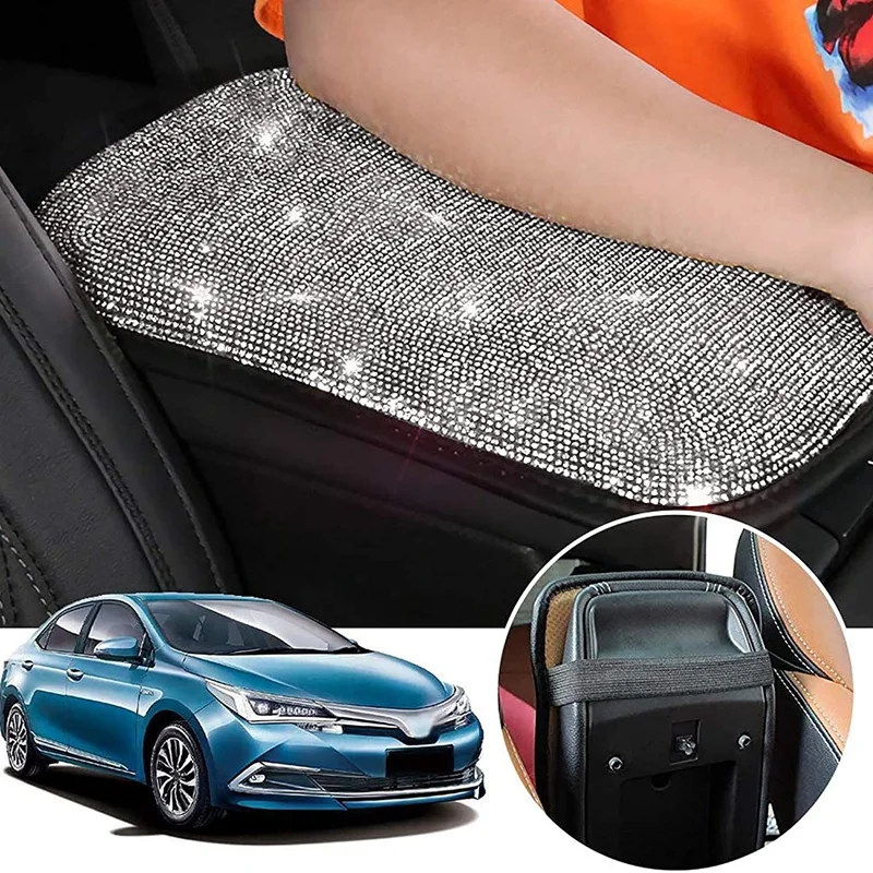 

Car Armrest Bling Cover Cute Charming Auto Center Console Crystal Rhinestone Car Arm Rest Cushion