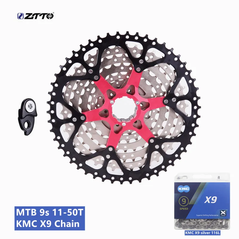 Ztto 9v 11 50t кассета с KMC x9 цепь горный велосипед кассеты 9 скорость freewheel совместима