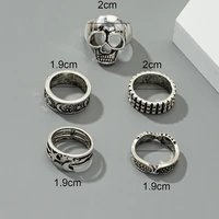 5 piecesset ins trendy antique snake fire skull angel wings spider men man finger rings korean fashion women party jewelry
