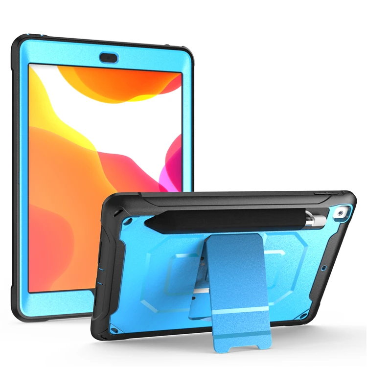 Blue without Strap Чехол-карандаш для ipad 7, для apple ipad 10,2,, детский противоударный чехол со сборкой, подставкой, A2197, слот для стилуса, планшета - Цвет: Blue without Strap