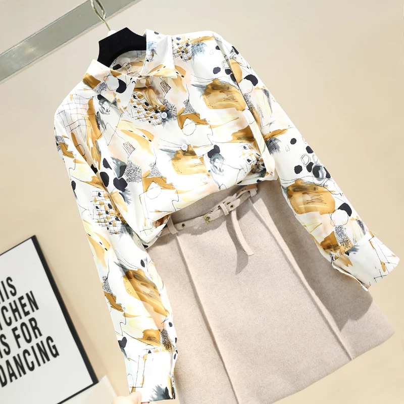 Женская шифоновая рубашка с принтом Blousr летняя свободная универсальная граффити