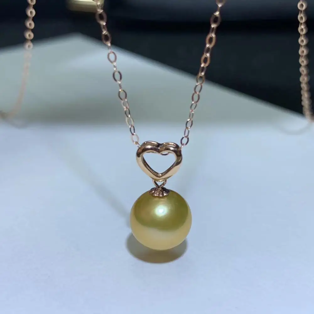 

shilovem 18k yellow gold real Natural pearls pendants fine Jewelry women trendy no necklace party new gift plant mymz8.5-9555zz