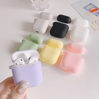 cute candy color earphone headset accessory silicon case for airpods 1 2 protective wireless bluetooth headset solid color cover