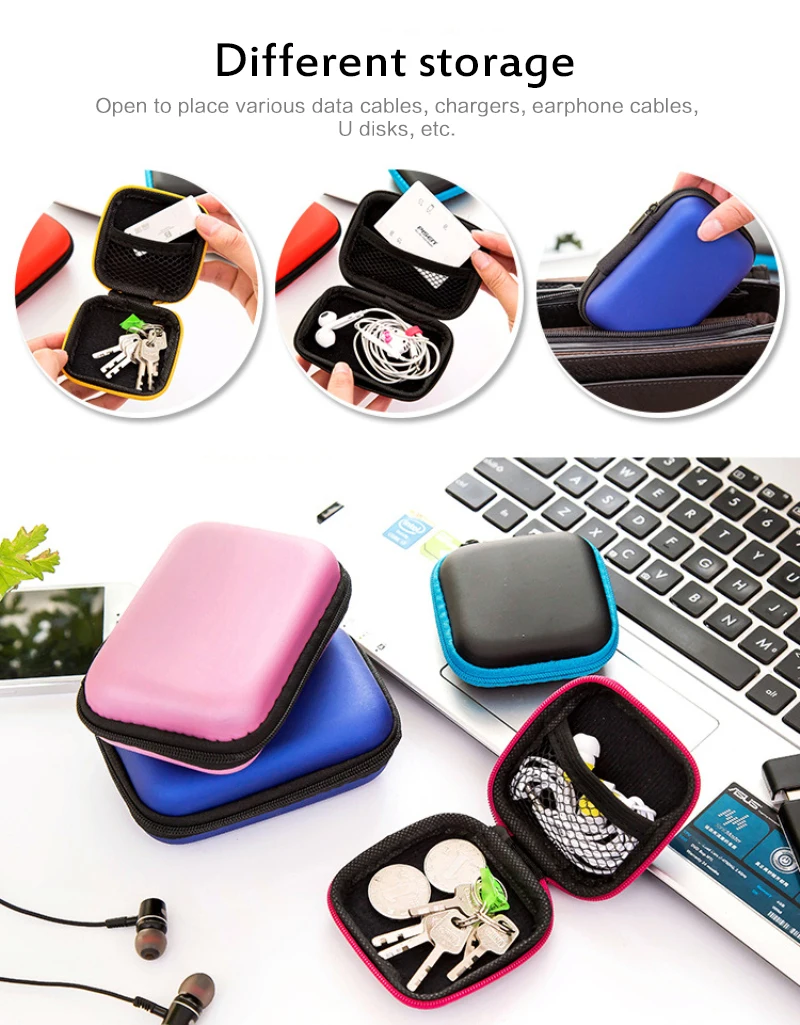 

Earphone Headphone Accessories Earphone Holder Case Storage Carrying Hard Bag Box Case For Earbuds Memory Card USB Cable Light
