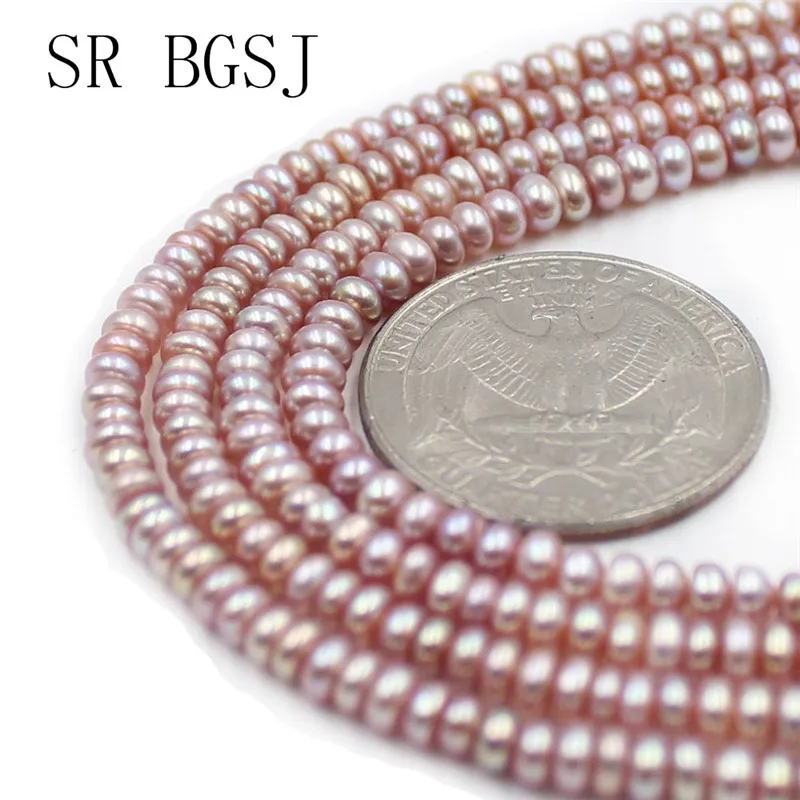 Free Shipping 3 4mm AAA White Pink Purple Freshwater Pearl Jewelry Findings Loose Rondelle Beads Strand 14&quot|Бусины| |